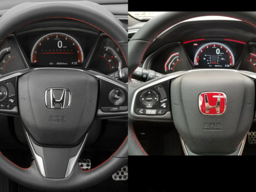 H Emblem Red Honda Civic 2016-2021 (10th Gen) Before After Steering Wheel