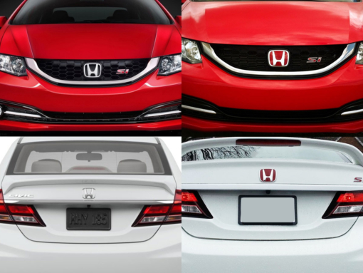 H Emblem Red Honda Civic 2006-2015 (8th/9th Gen) Before After Front Rear