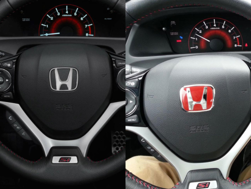 H Emblem Red Honda Civic 2006-2015 (8th/9th Gen) Before After Steering Wheel